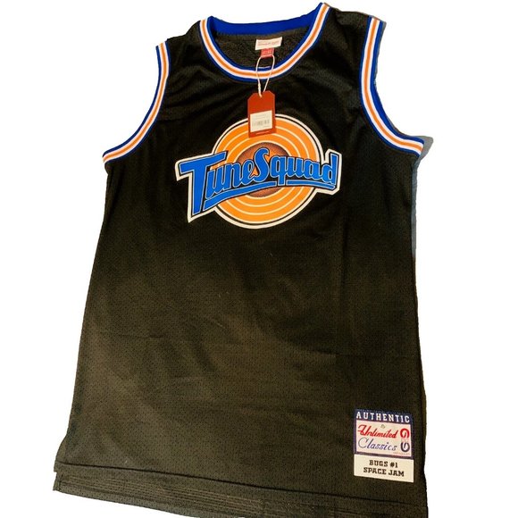 NWT Vintage 90s Bugs Bunny #1 Space Jam Tune Squad Jersey Black Men's Large - Picture 1 of 6